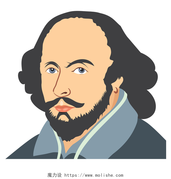 白色背景上的威廉 · 莎士比亚插图插图的威廉 · 莎士比亚